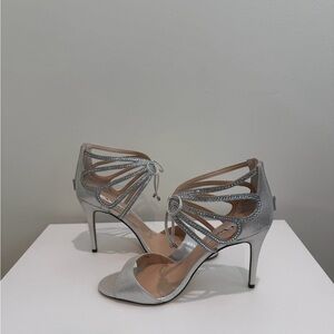 Nina Silver Strappy Heels- brand new in box